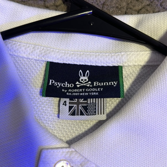 Physcho Bunny white collar shirt; size(s) - Picture 2 of 4